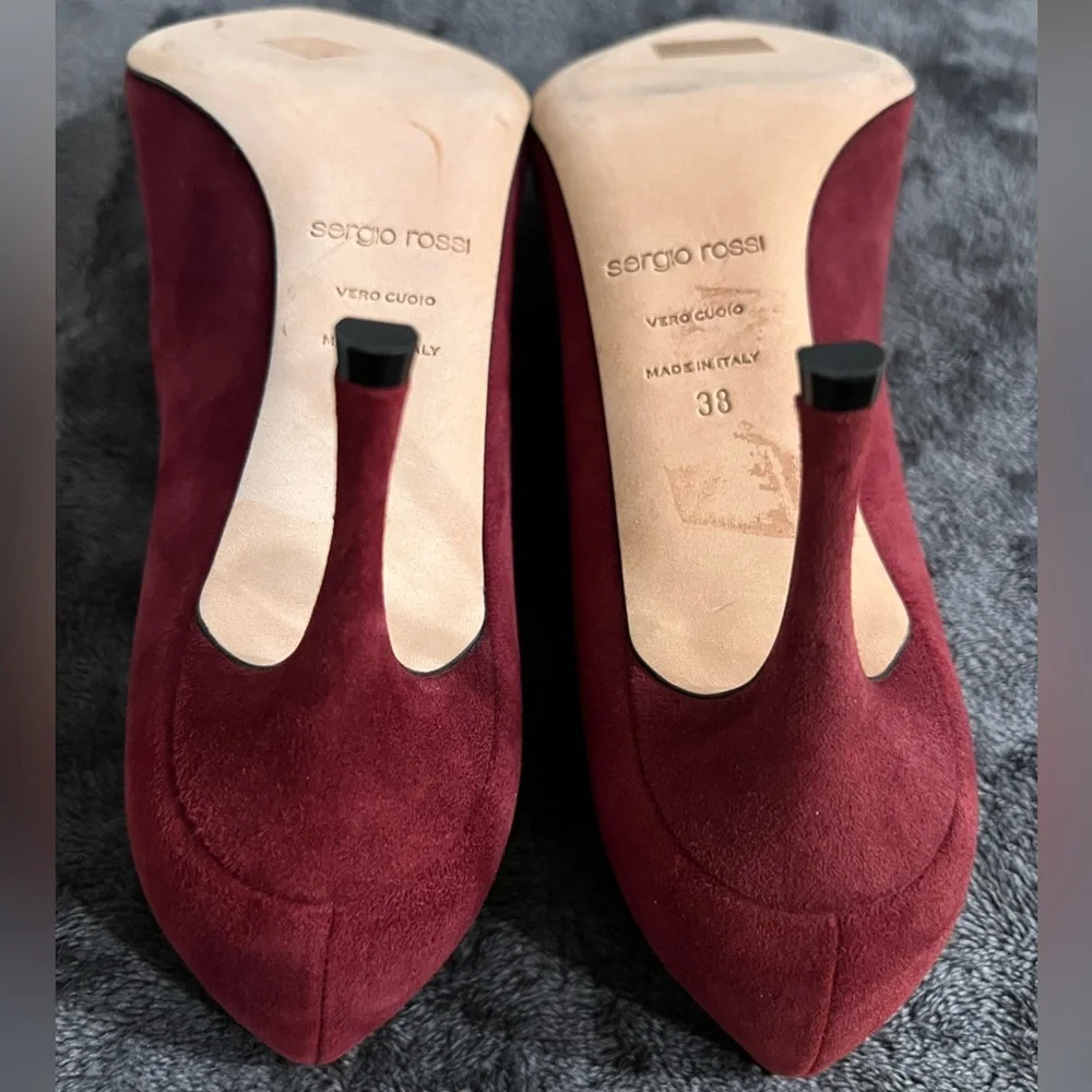 Sergio Rossi Red Suede Heels - Picture 4 of 4